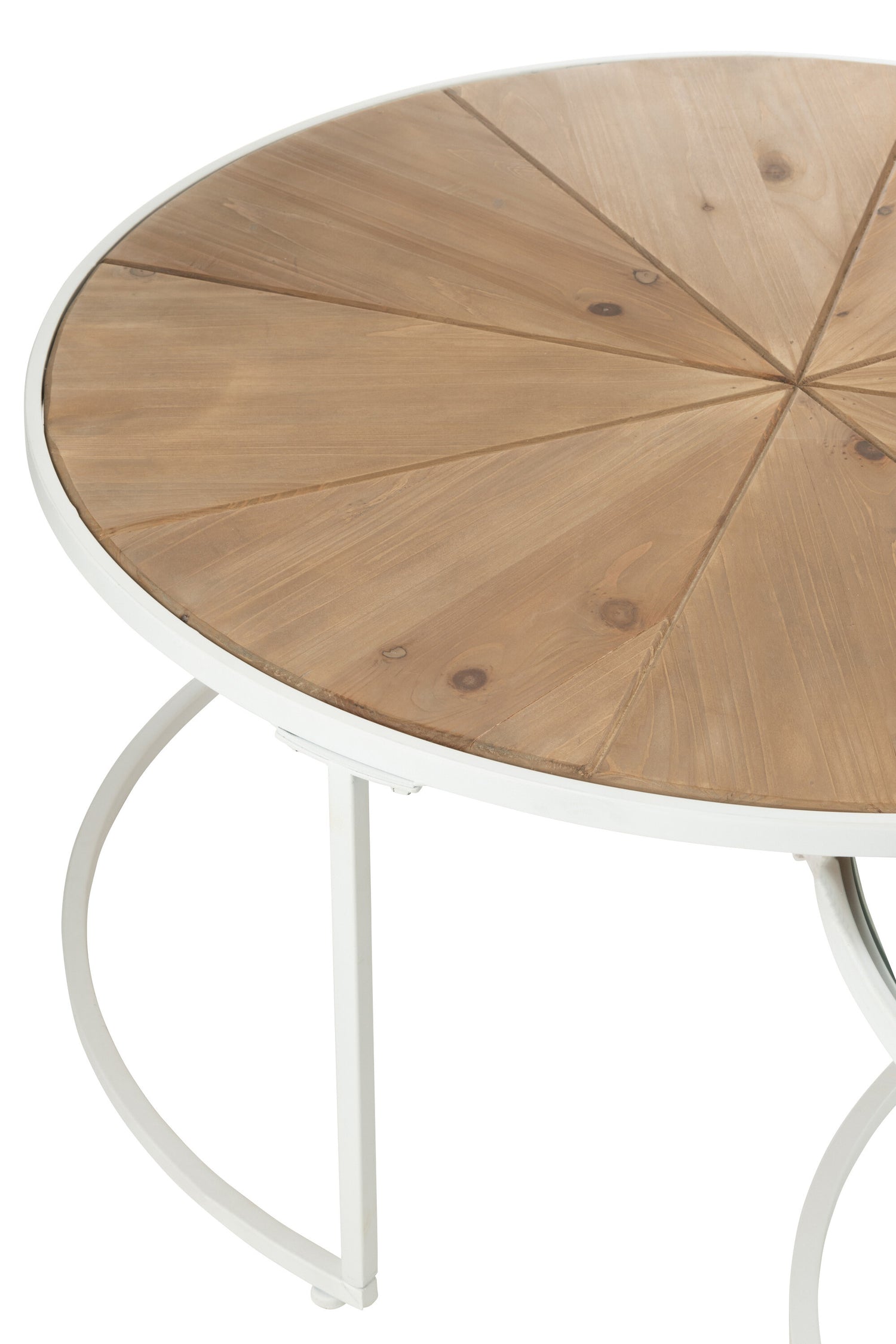 Set van 2 bijzettafels Relax Metaal/Hout Wit/Natuurlijk