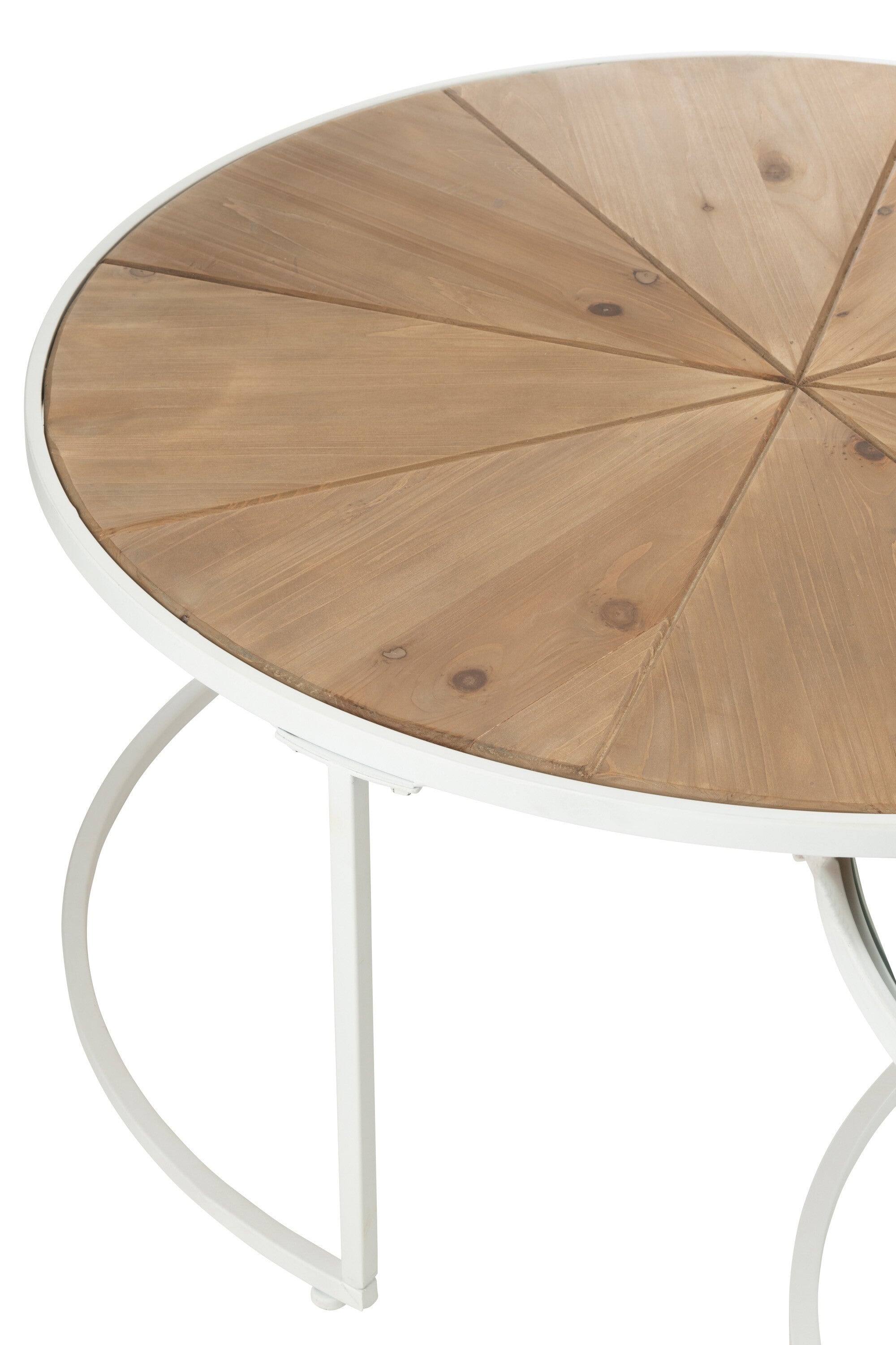 Set van 2 bijzettafels Relax Metaal/Hout Wit/Natuurlijk