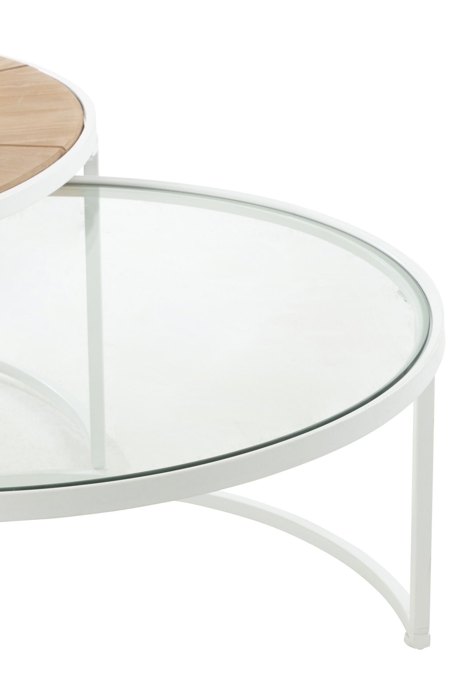 Set van 2 bijzettafels Relax Metaal/Hout Wit/Natuurlijk