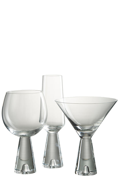 J-Line Lewis cocktailglas - glas - transparant - 4x