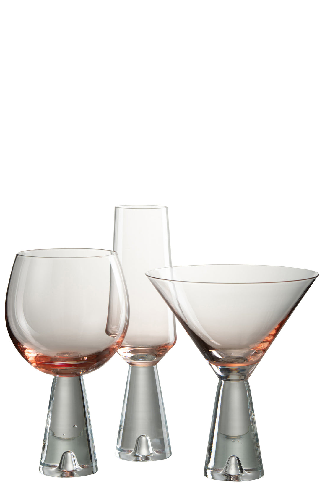 J-Line Lewis cocktailglas - glas - transparant/ oranje - 4x