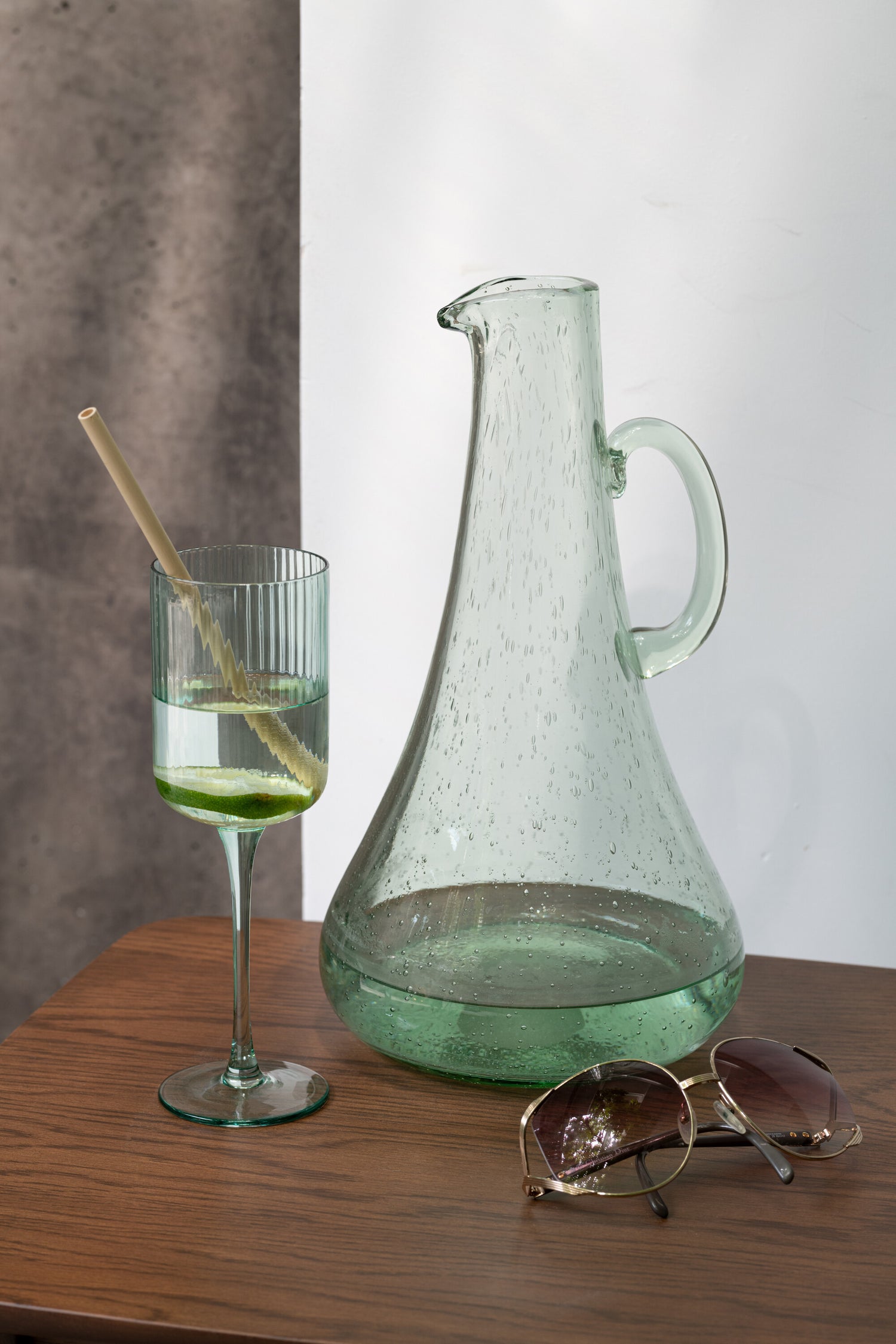 J-Line Ralp wijnglas - glas - groen - 6x