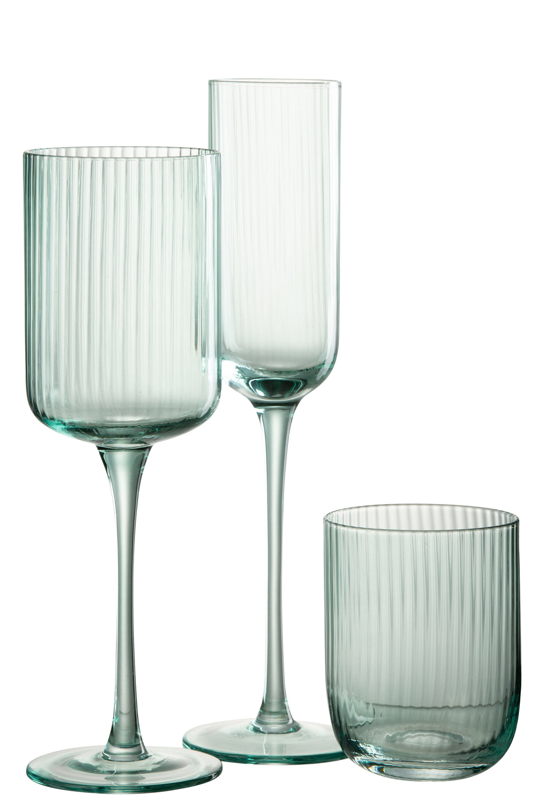 J-Line Louise champagneglas - glas - transparant/groen