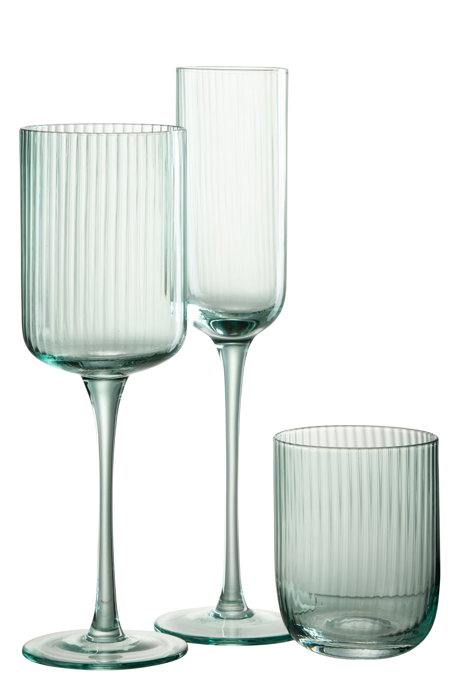 J-Line Louise champagneglas - glas - transparant/groen