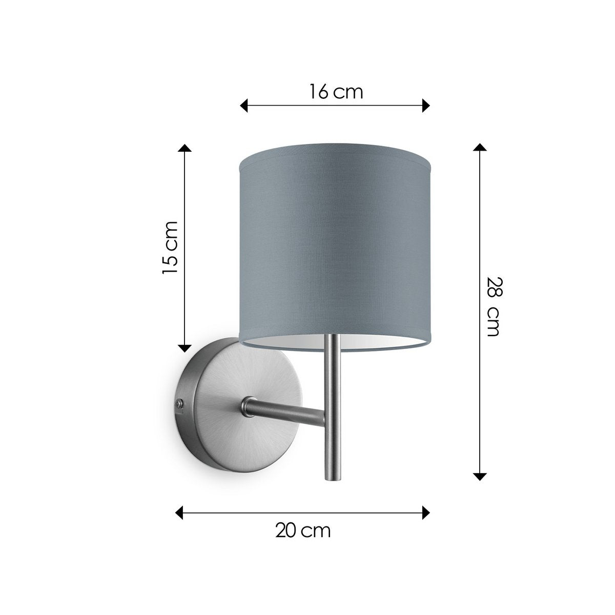 Wandlamp - Mati inclusief Lampenkap E27 grijs 16x15cm