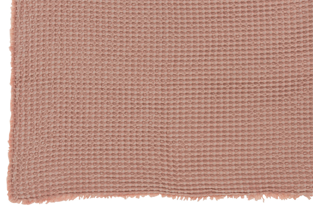 J-Line Plaid wafelpatroon - katoen - lichtroze - 180 x 140 cm