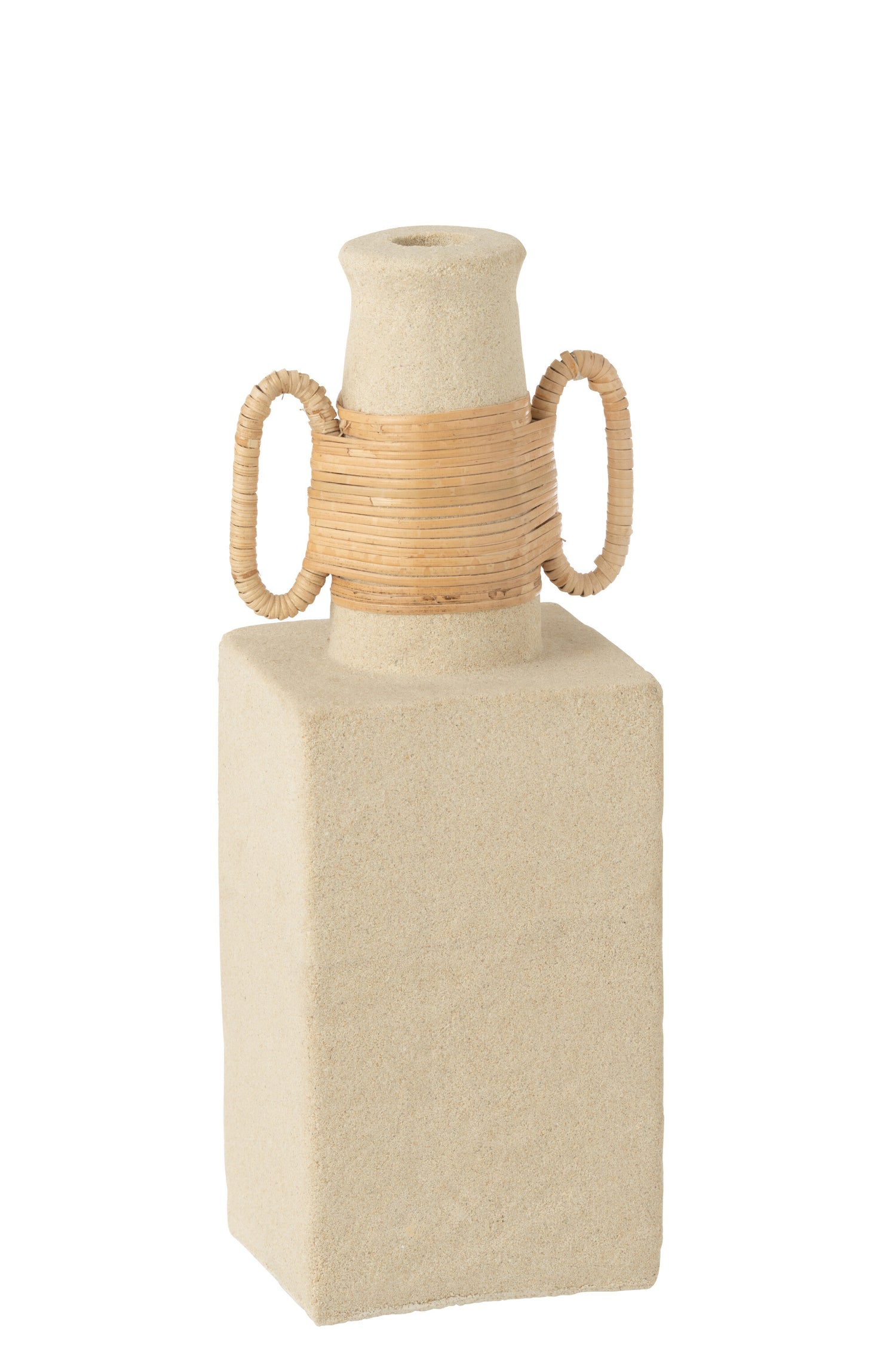 J-Line Vaas Celine Ringen Ovaal Cement Zand Naturel - 29.00 cm hoog