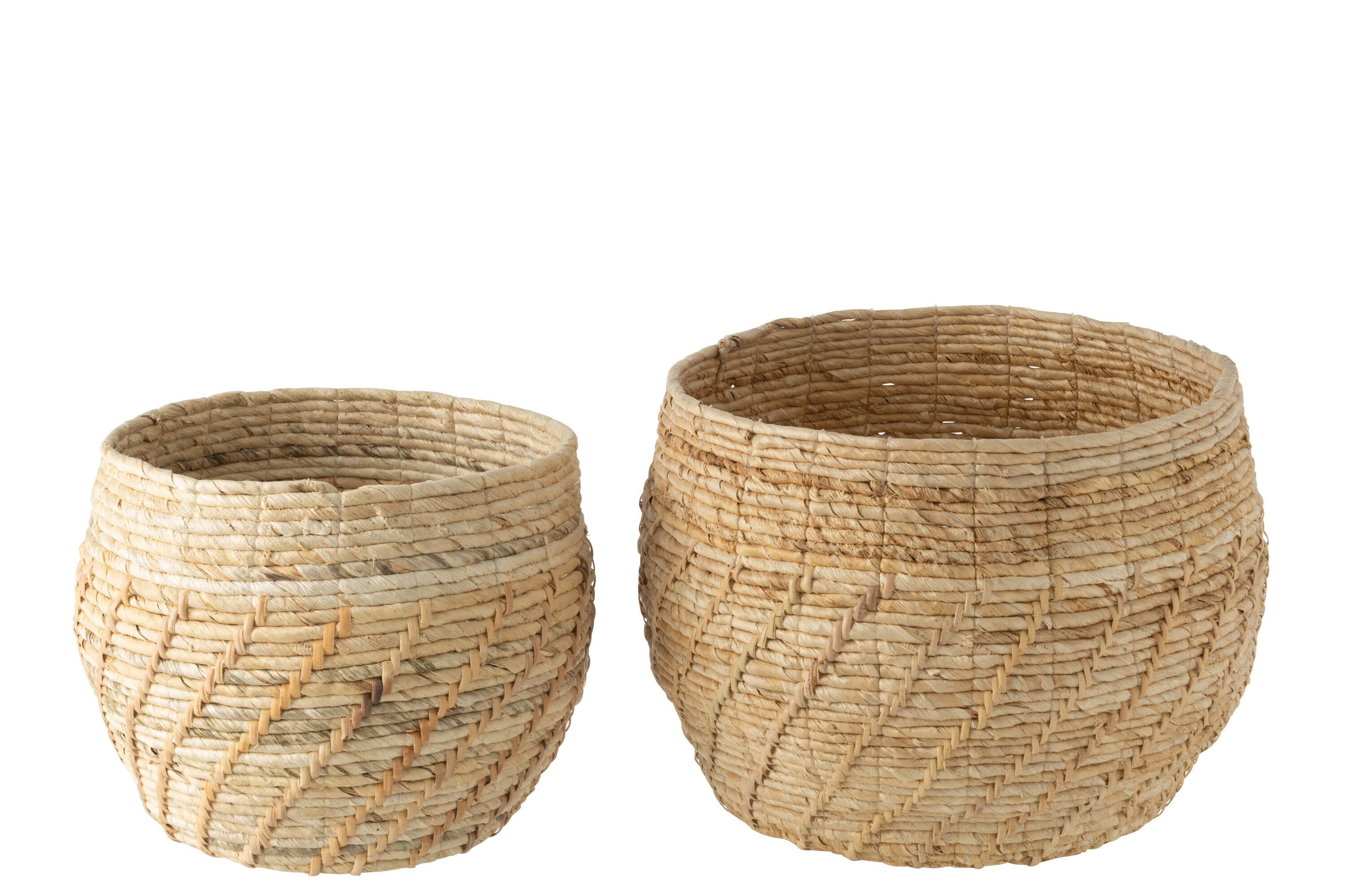 J-Line Set Van Twee Manden Raffael Rond Raffia Naturel