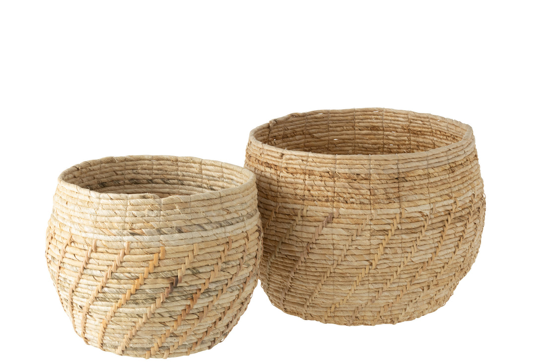 J-Line Set Van Twee Manden Raffael Rond Raffia Naturel