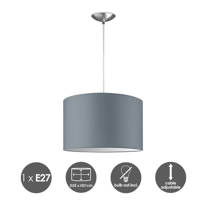 hanglamp Bling met lampenkap, E27, grijs, 35cm