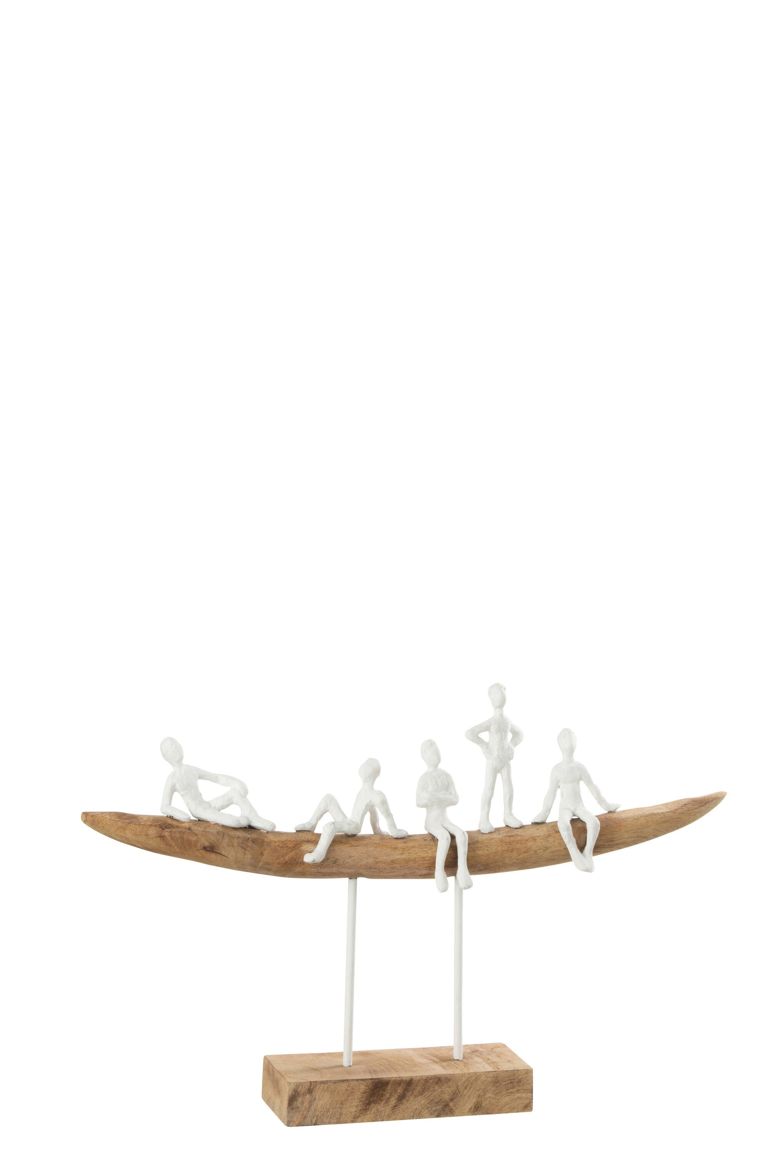 Mensen Op Bank Hout Metaal Wit Natuurlijk Klein