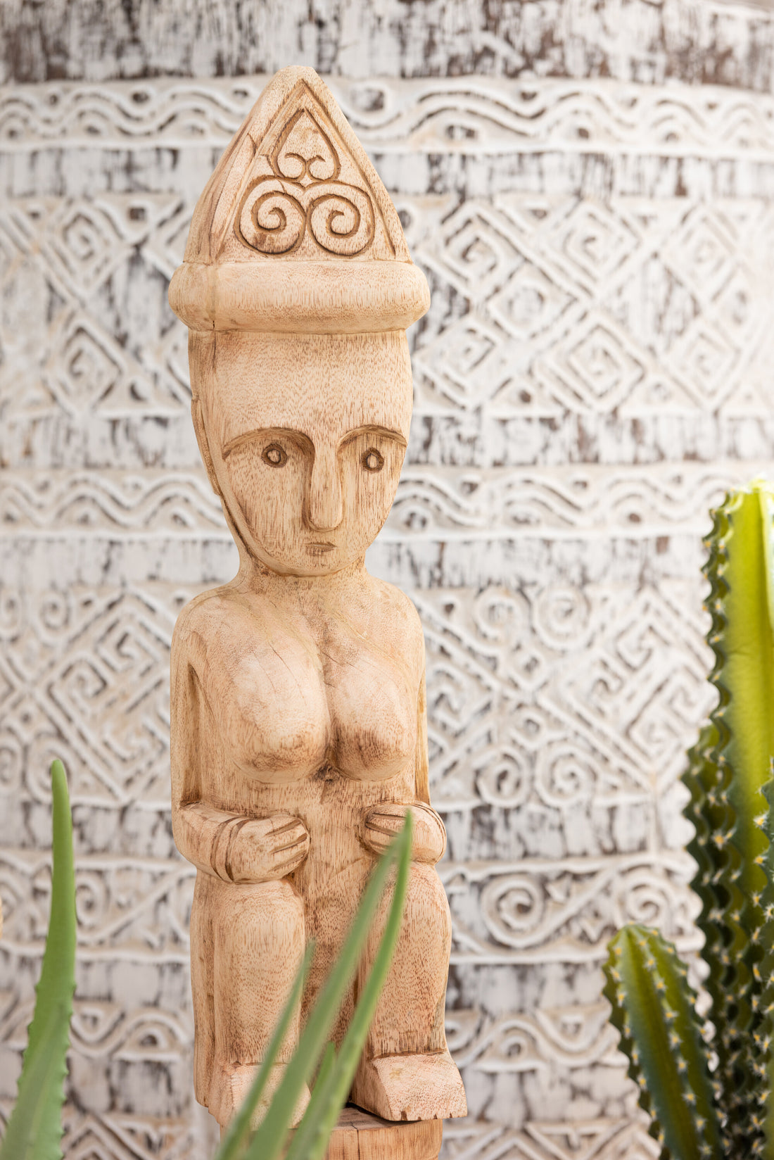 J-Line Afrikaans Figuur Staand Hout Naturel Medium