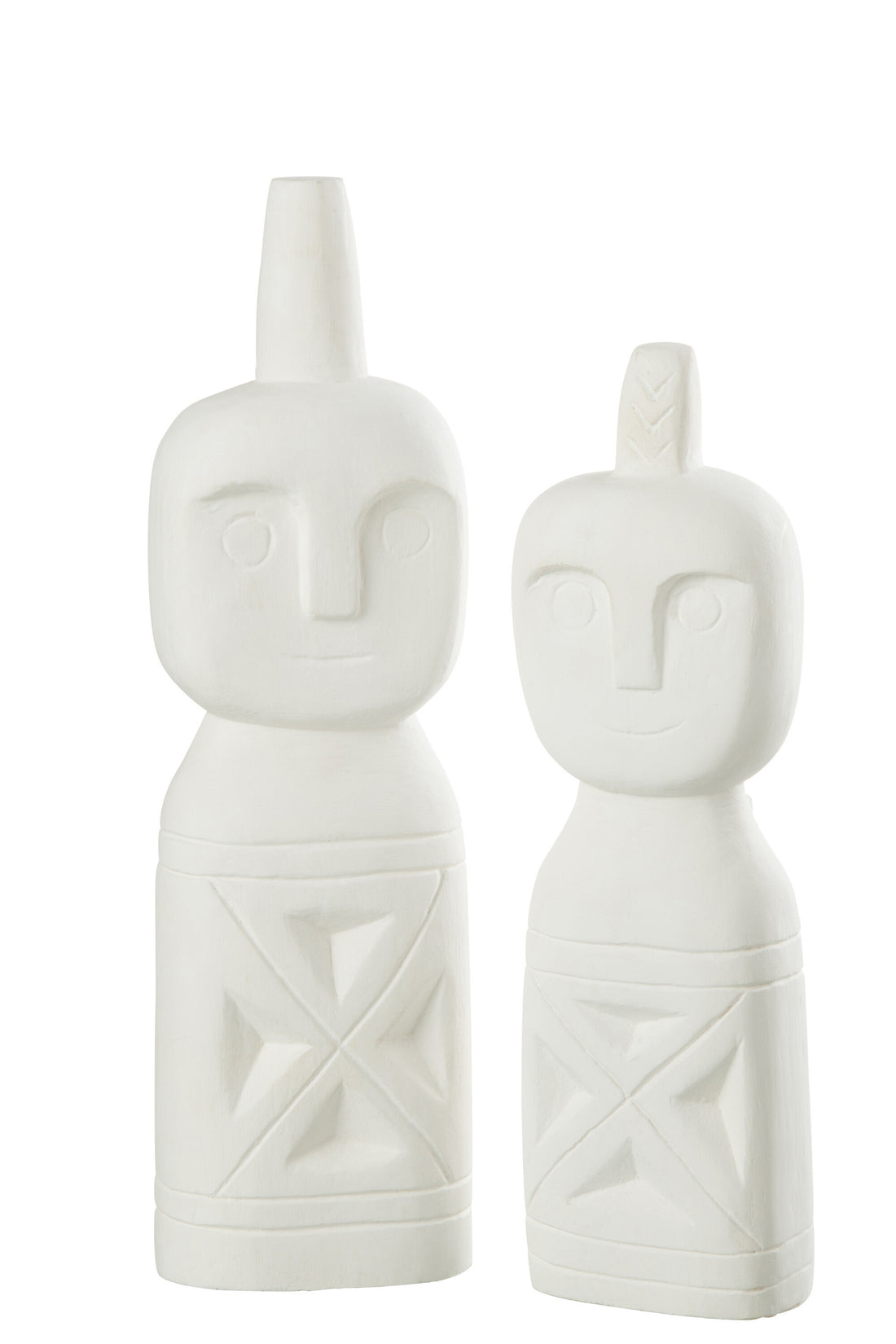 J-Line Set Van 2 Afrikaans Gerkefd Figuur Hout Wit