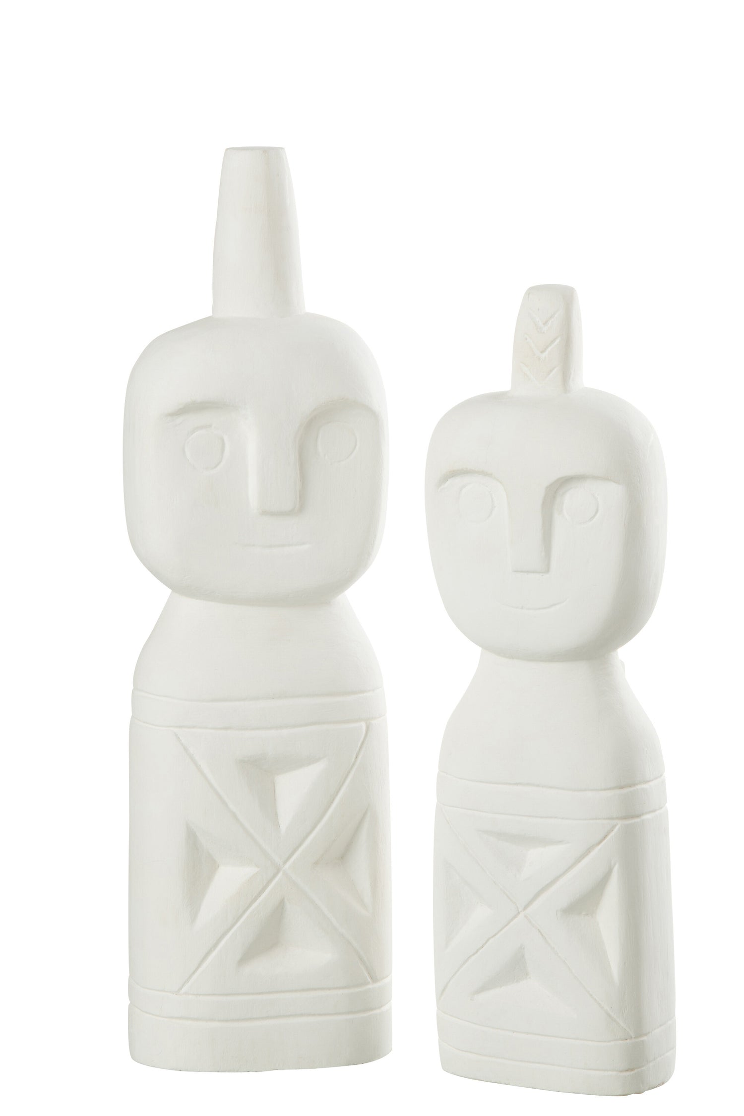 J-Line Set Van 2 Afrikaans Gerkefd Figuur Hout Wit