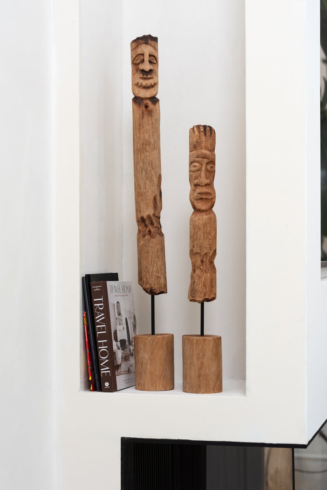 J-Line Set Van 3 Figuren Op Voet Totem Hout Naturel