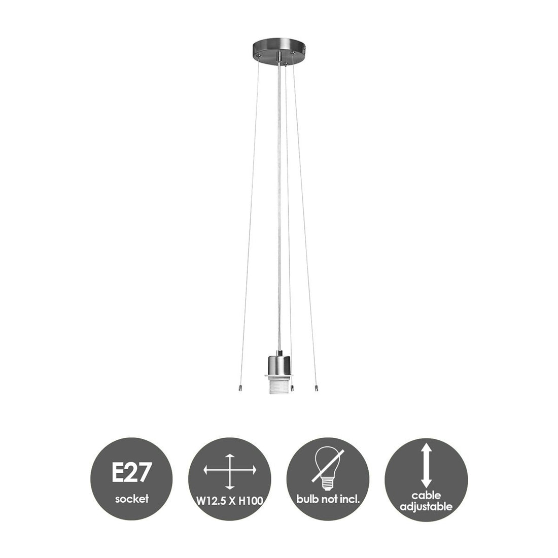 verlichtingspendel Hover D12.5x100cm-Geborsteld staal