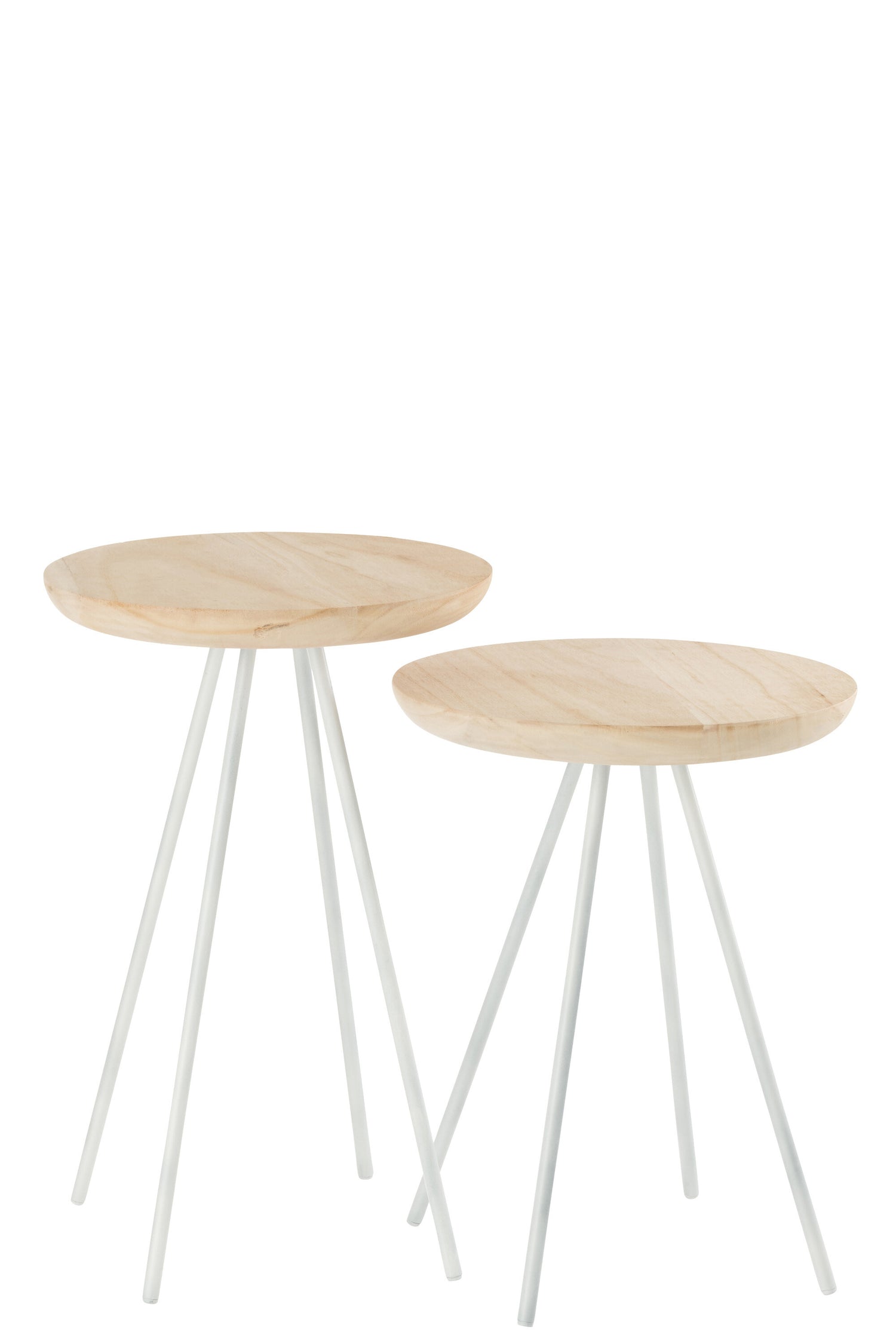 J-Line Set Van 2 Salontafel Marc Hout Metaal Naturel Wit