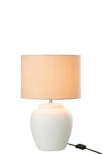 J-Line Lamp Meli + Kap Keramiek Linnen Wit Small