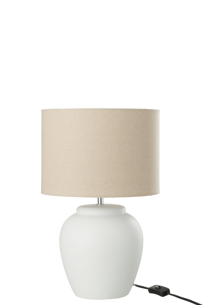 J-Line Lamp Meli + Kap Keramiek Linnen Wit Small