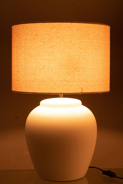 J-Line Lamp Meli + Kap Keramiek Linnen Wit Large