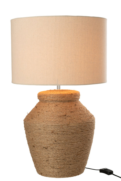 J-Line Lamp Meli + Kap Keramiek Linnen Bruin Large