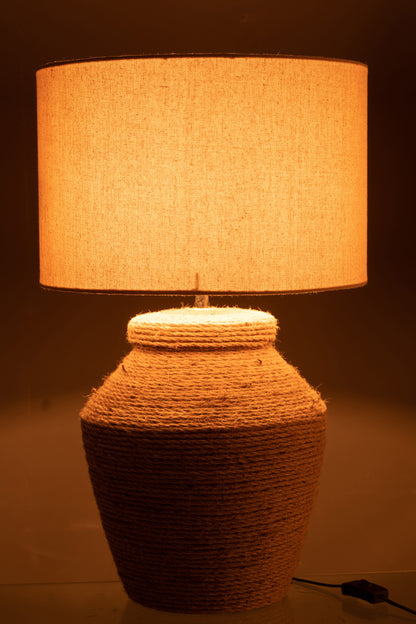 J-Line Lamp Meli + Kap Keramiek Linnen Bruin Large