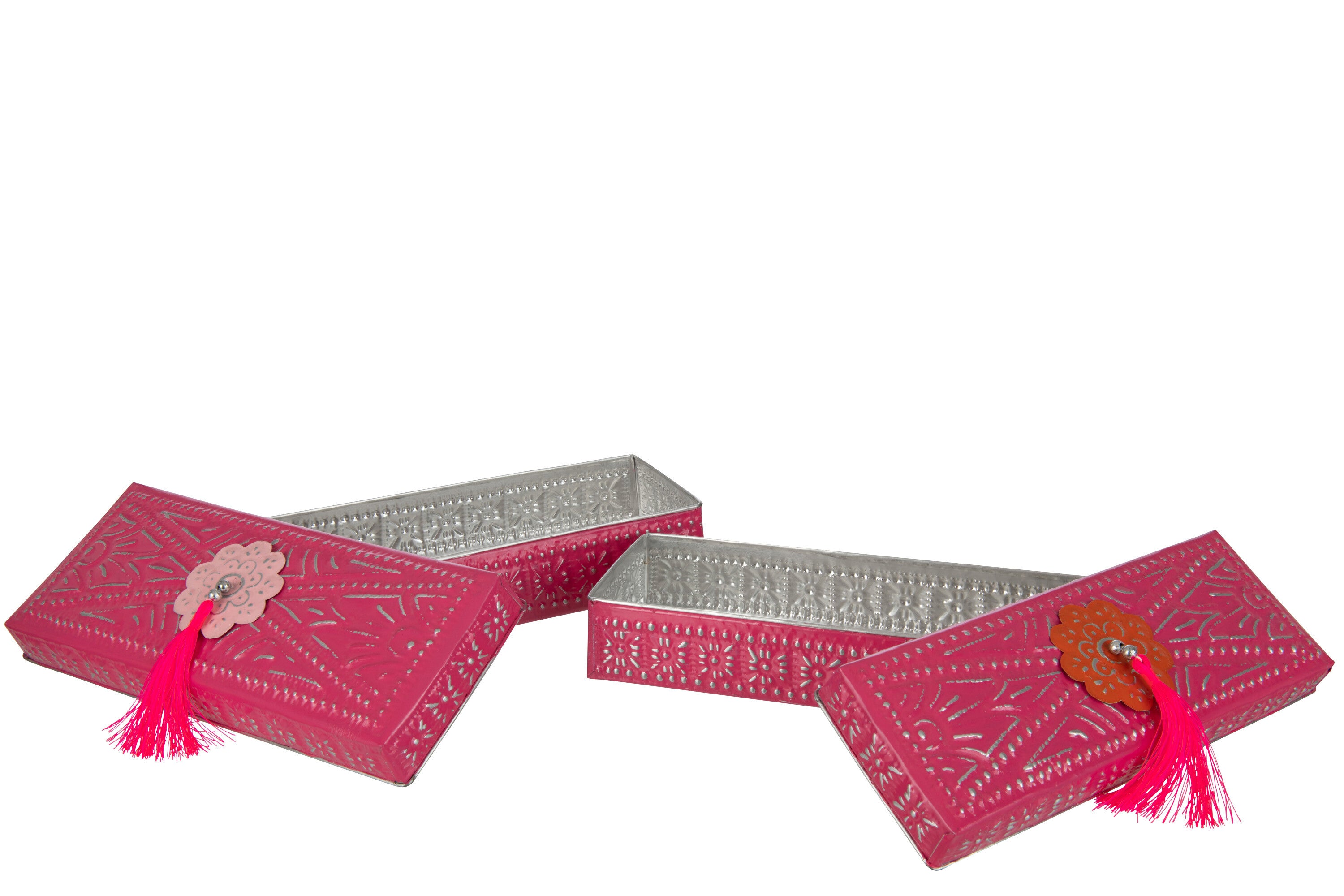 J-Line Set Van 2 Geneste Dozen Kurt Metaal Roze