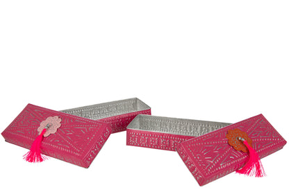 J-Line Set Van 2 Geneste Dozen Kurt Metaal Roze