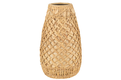 J-Line Vaas Rieten Bamboe Naturel Large - 50.00 cm hoog