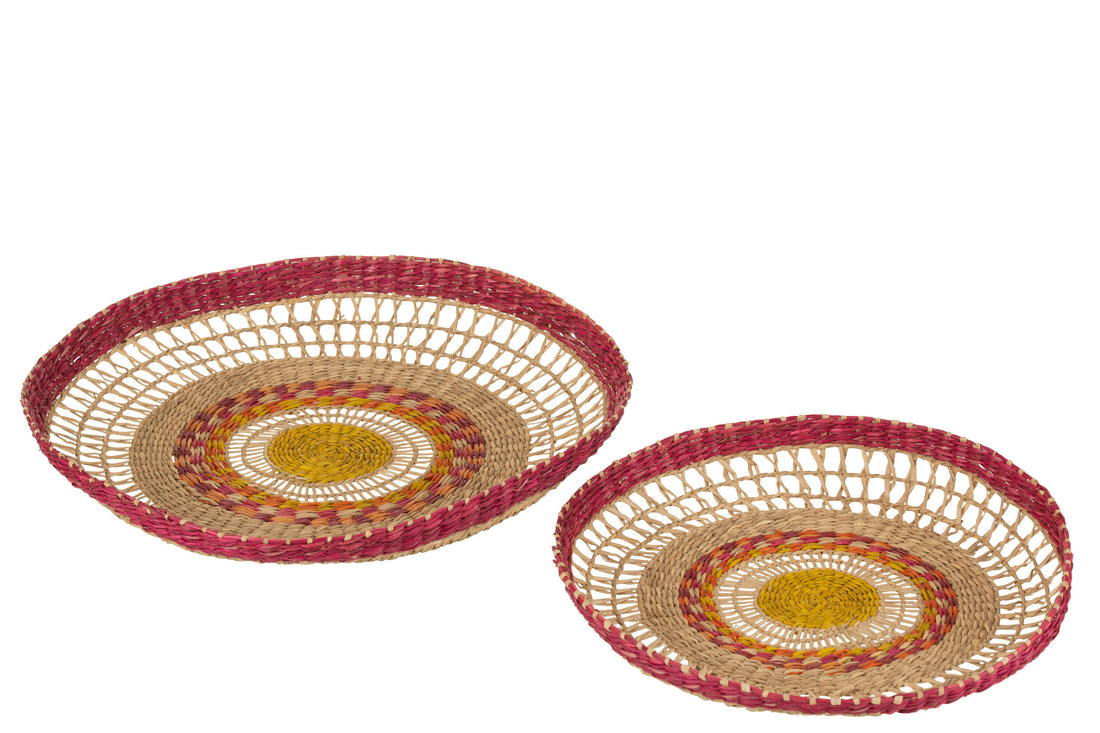 J-Line Set 2 Schalen Rieten Zeegras Mix