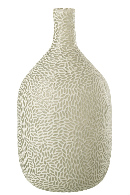 J-Line Vaas Mozaiek Glas Grijs/Wit Large - 36.00 cm hoog