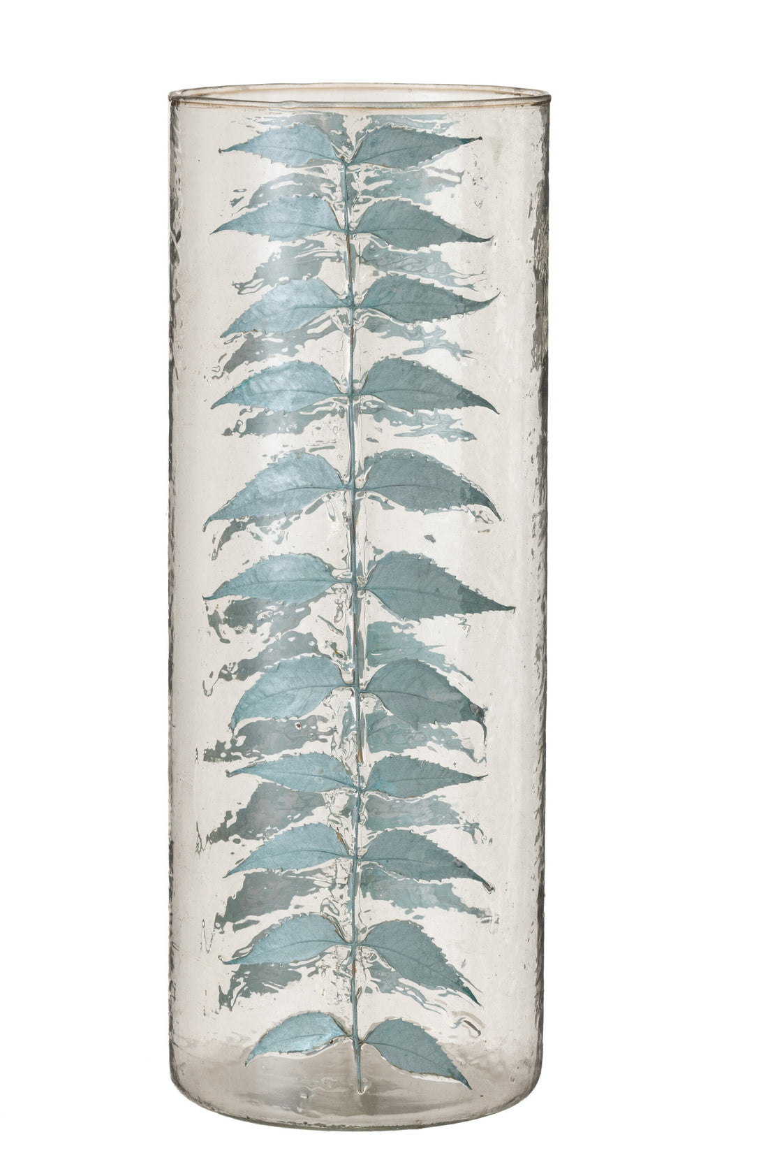 J-Line Vaas Blauw Blad Glas Large - 42.50 cm hoog