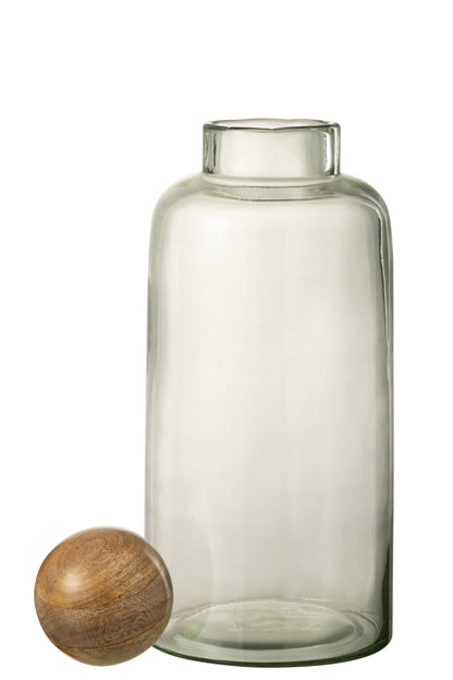 Vaas Bal Kurk Glas/Hout Transparant