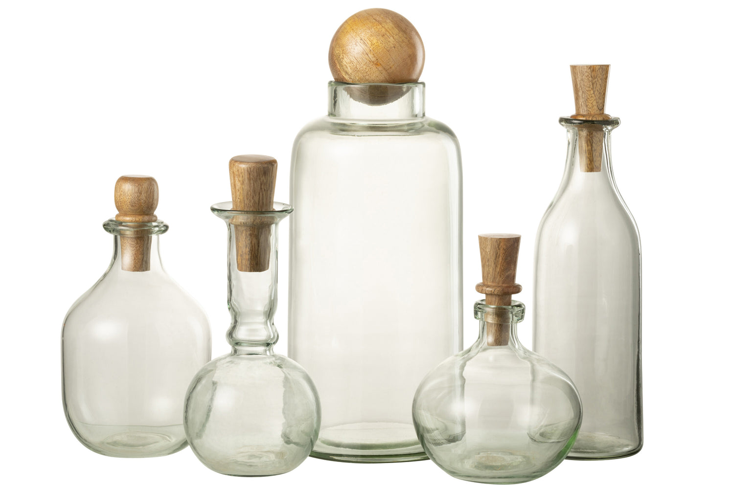 Vaas Bal Kurk Glas/Hout Transparant