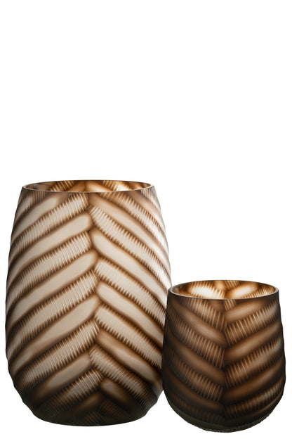 J-Line vaas Gekerfd - glas - bruin - large