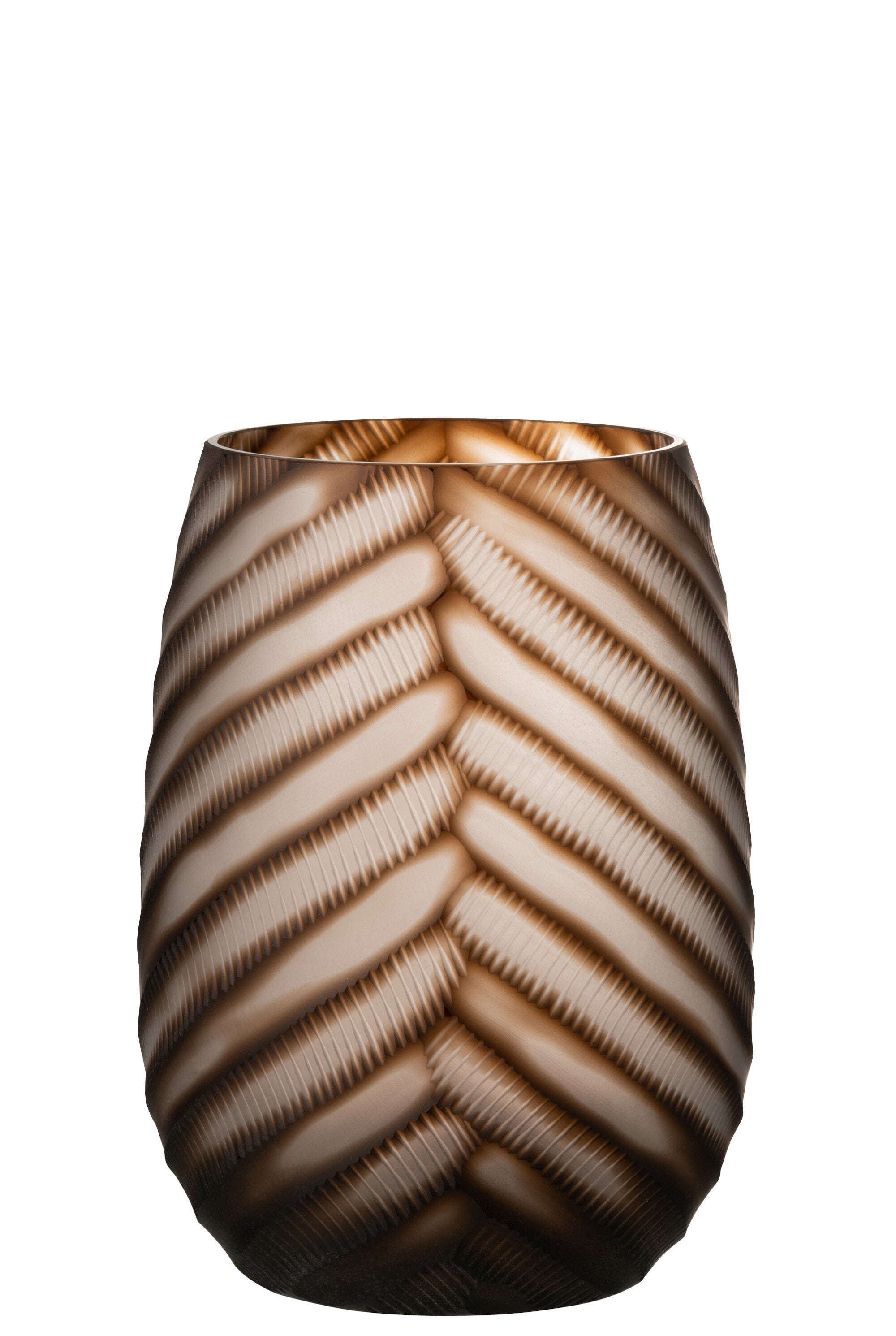 J-Line vaas Gekerfd - glas - bruin - large