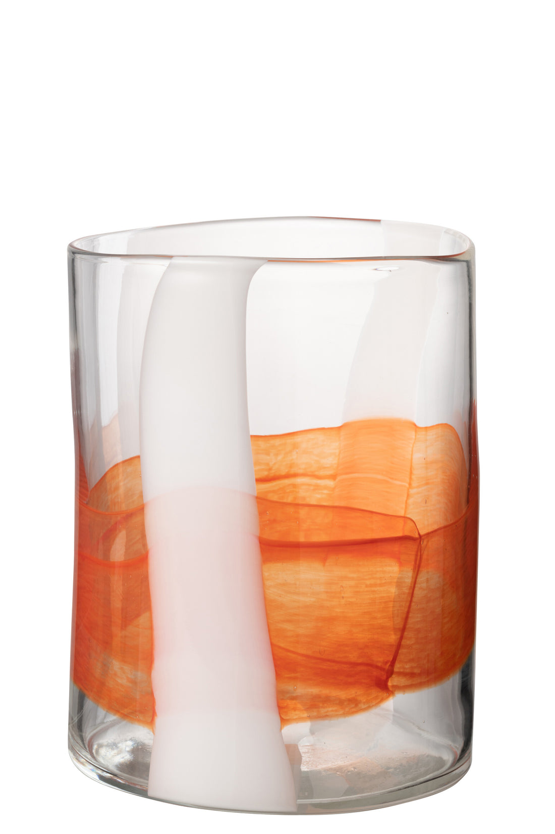 J-Line vaas Iggy - glas - wit/oranje - small