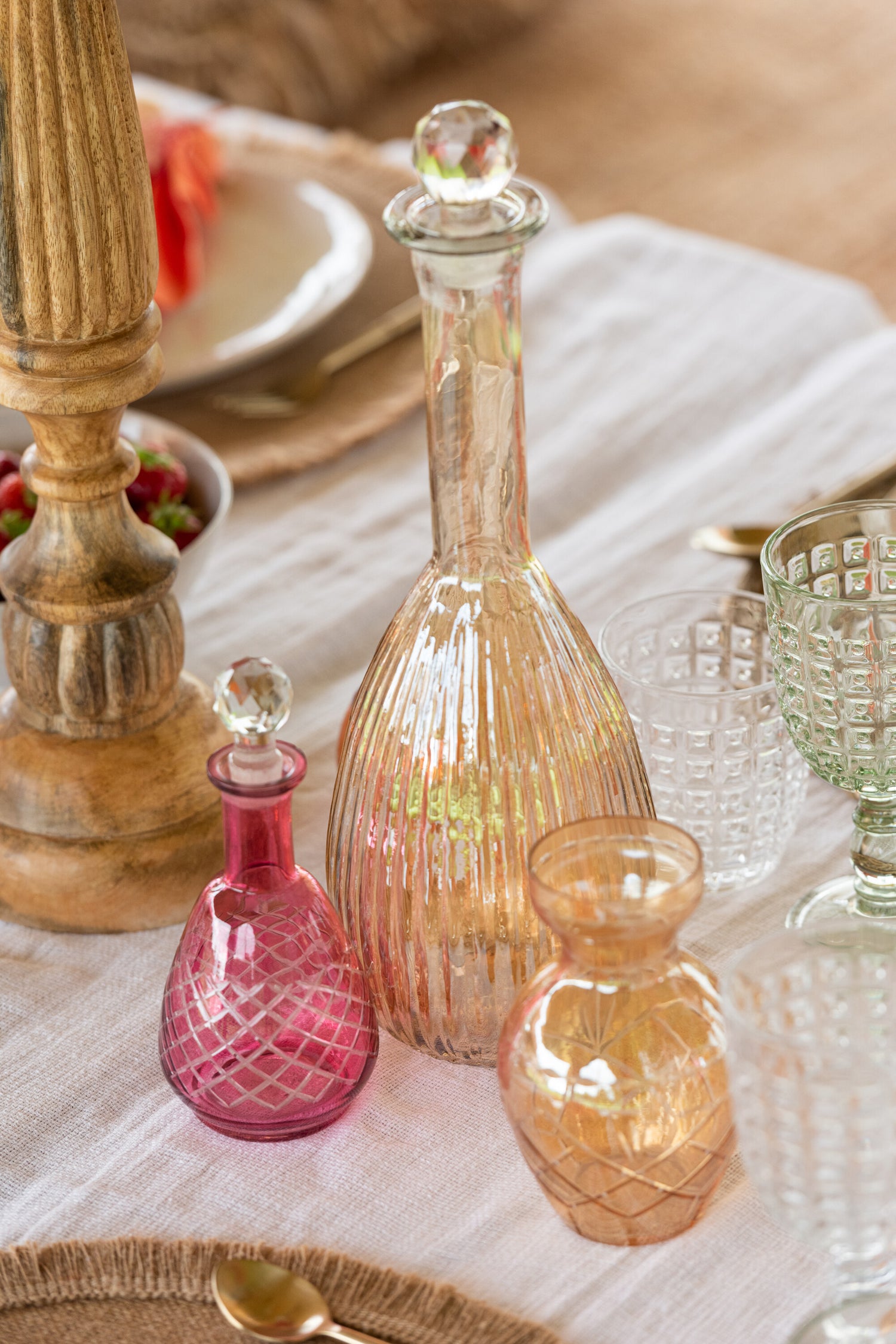 Vaas Geruit Glas Mix Assortiment Van 3