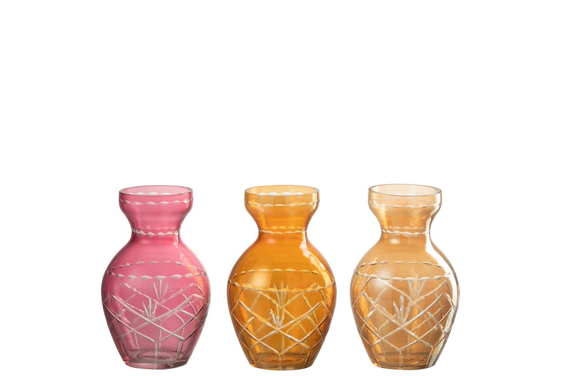 Vaas Geruit Glas Mix Assortiment Van 3