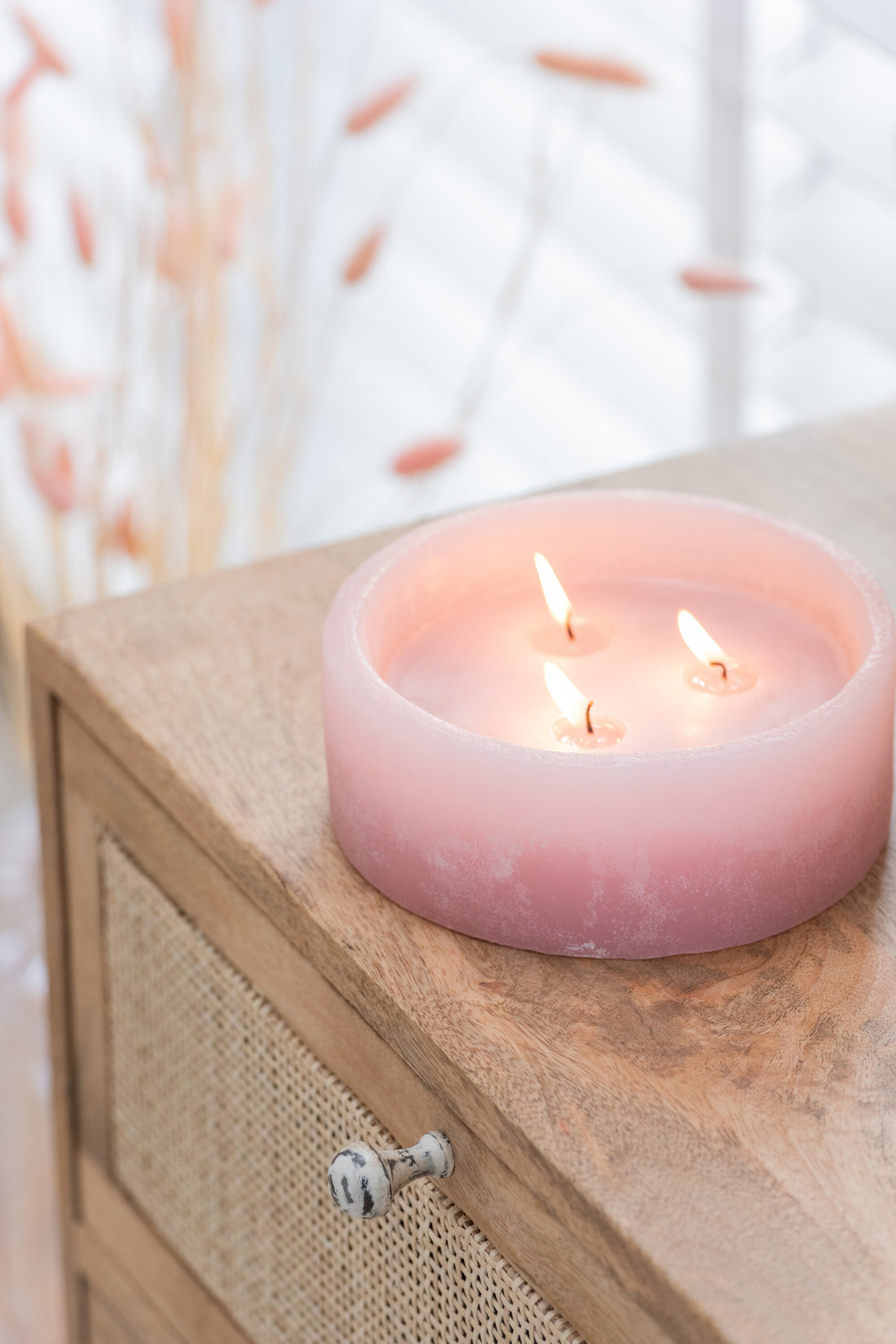 Drijvende Kaars Cylinder Roze-15H