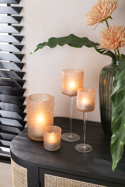 Orkaan Vierkanten Glas Beige Groot