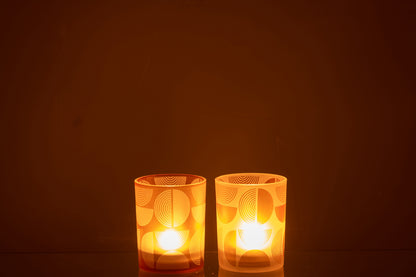 Orkaan Halfronde Glazen Oranje Medium Assortiment Van 2