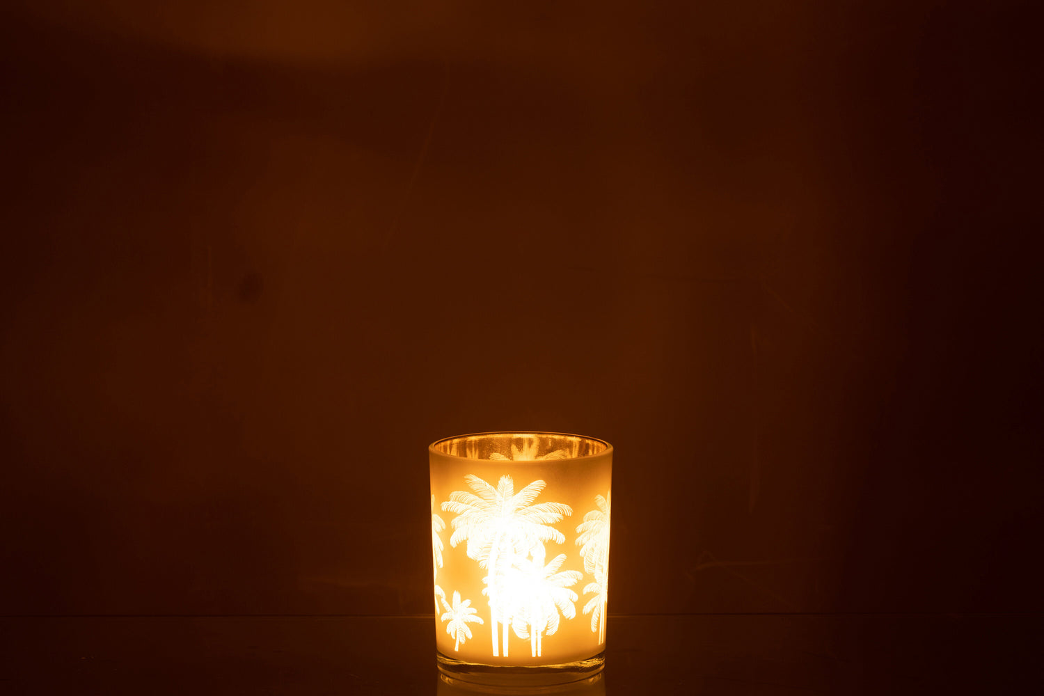 Orkaan Palm Bomen Glas Blauw/Goud Medium