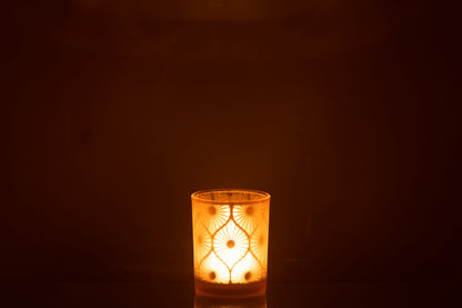 Orkaan Rhomb Bloemen Glas Geel Medium