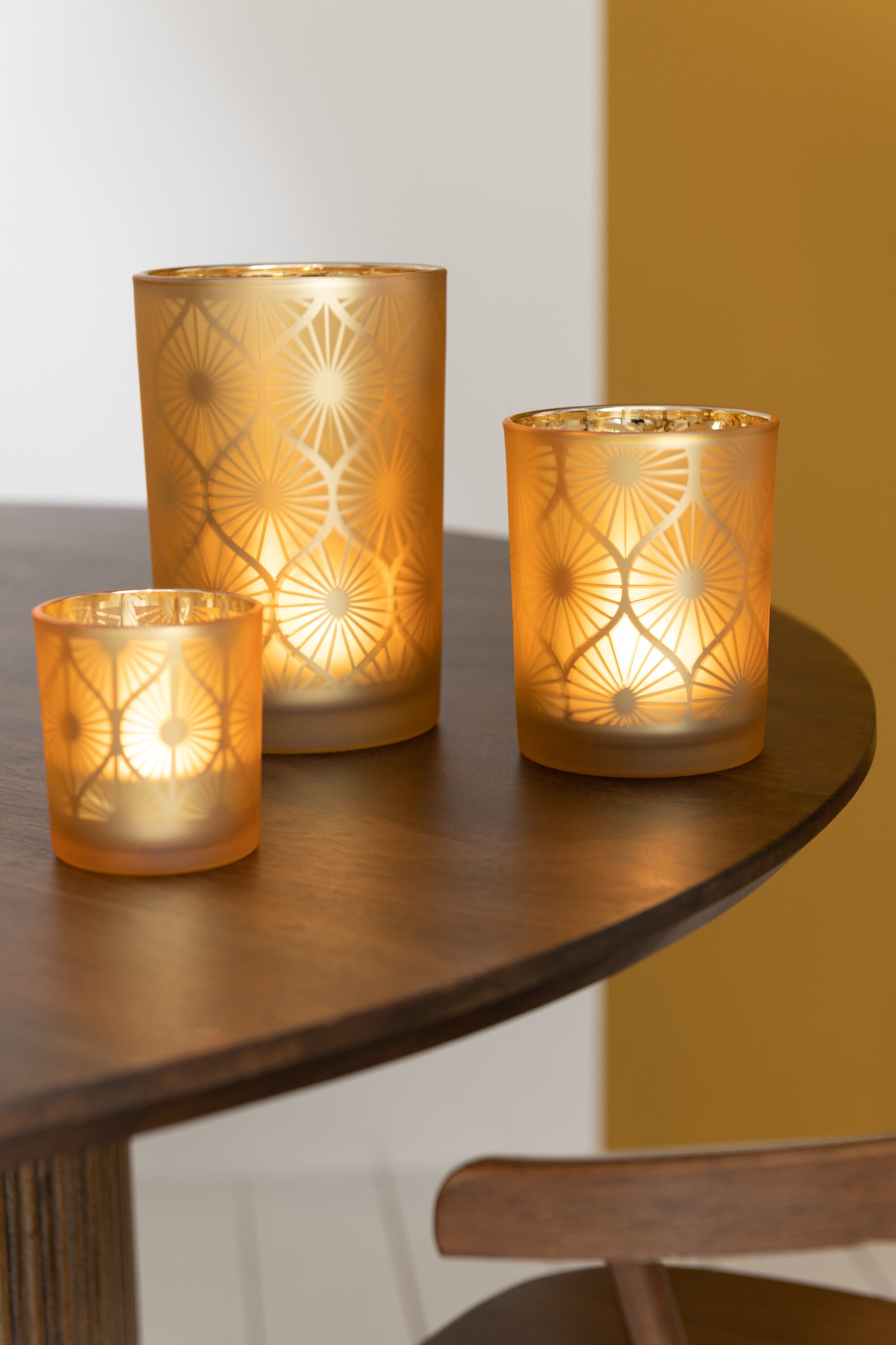 Orkaan Rhomb Bloemen Glas Geel Groot