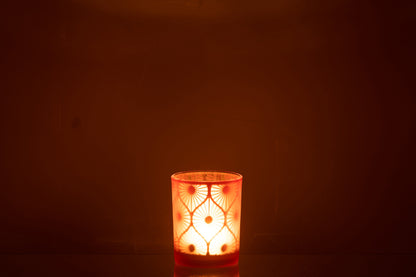 Orkaan Rhomb Bloemen Glas Oranje Medium