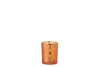 Orkaan Rhomb Bloemen Glas Oranje Medium