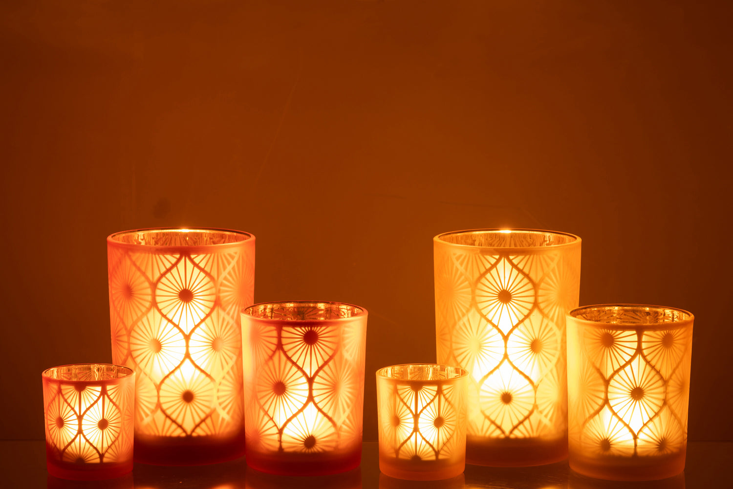 Orkaan Rhomb Bloemen Glas Oranje Groot