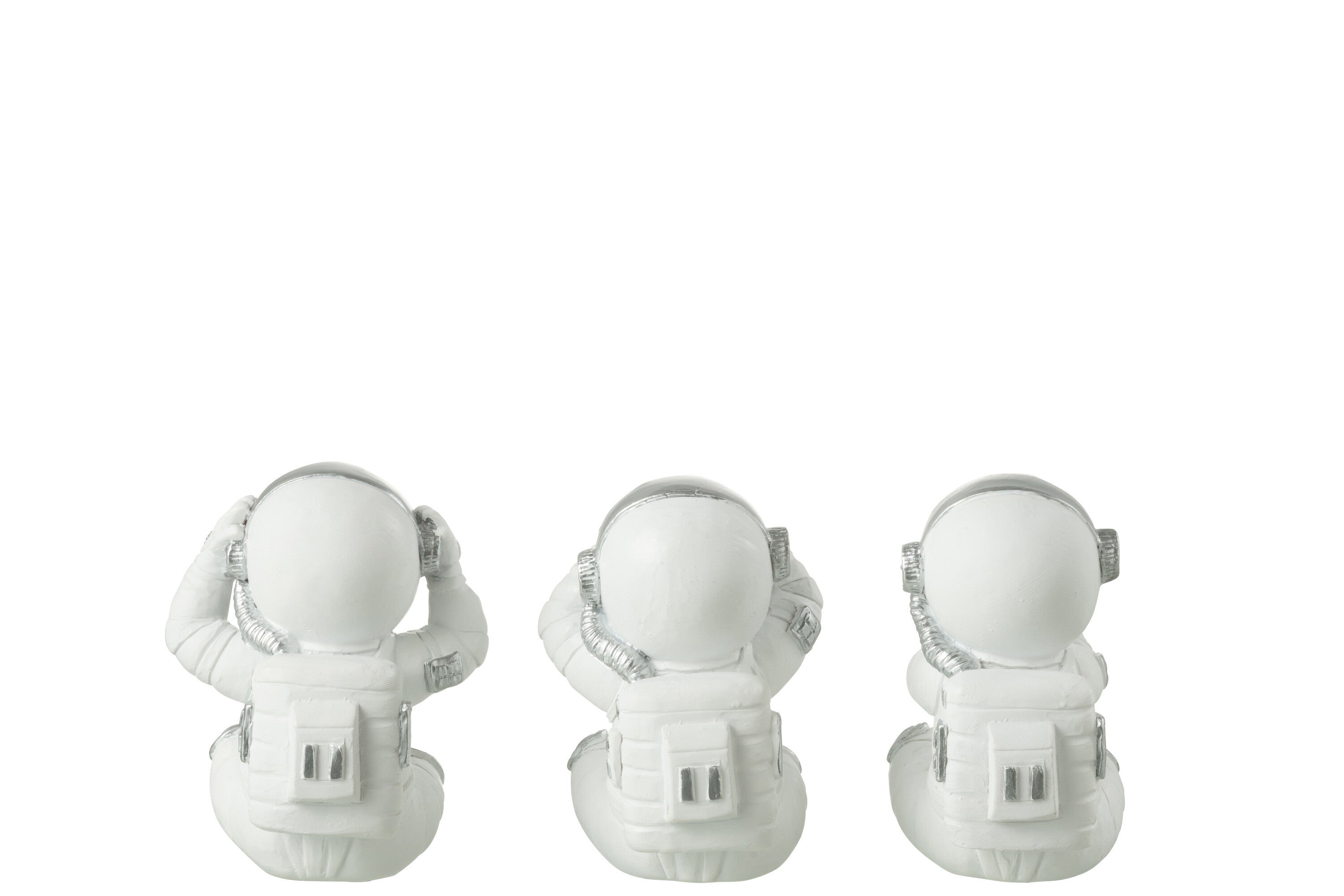 Astronauten Zien/Horen/Spreken Poly Wit/Zilver Assortiment Van 3