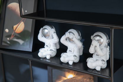 Astronauten Zien/Horen/Spreken Poly Wit/Zilver Assortiment Van 3